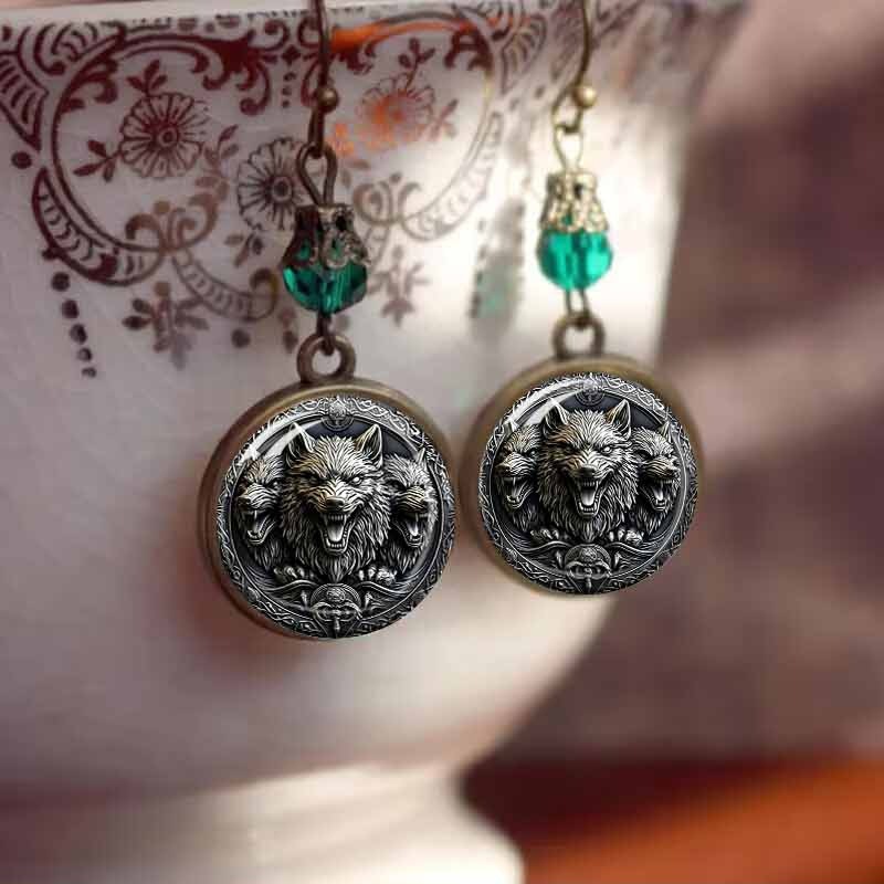 Transfronterizo temu amazona europea y americana salvaje cabeza de lobo mosaico en relieve pendientes personales de moda diversificada pendientes
