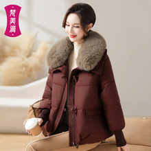 2025秋冬妈妈装大毛领保暖棉服外套休闲宽松棉衣开衫中老年女装