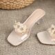 Transparent Slippers Women's Outer Wear Rhinestone Flower Slides 2025 Summer New Fashion Crystal Shoes Open Toe High Heel Sandals