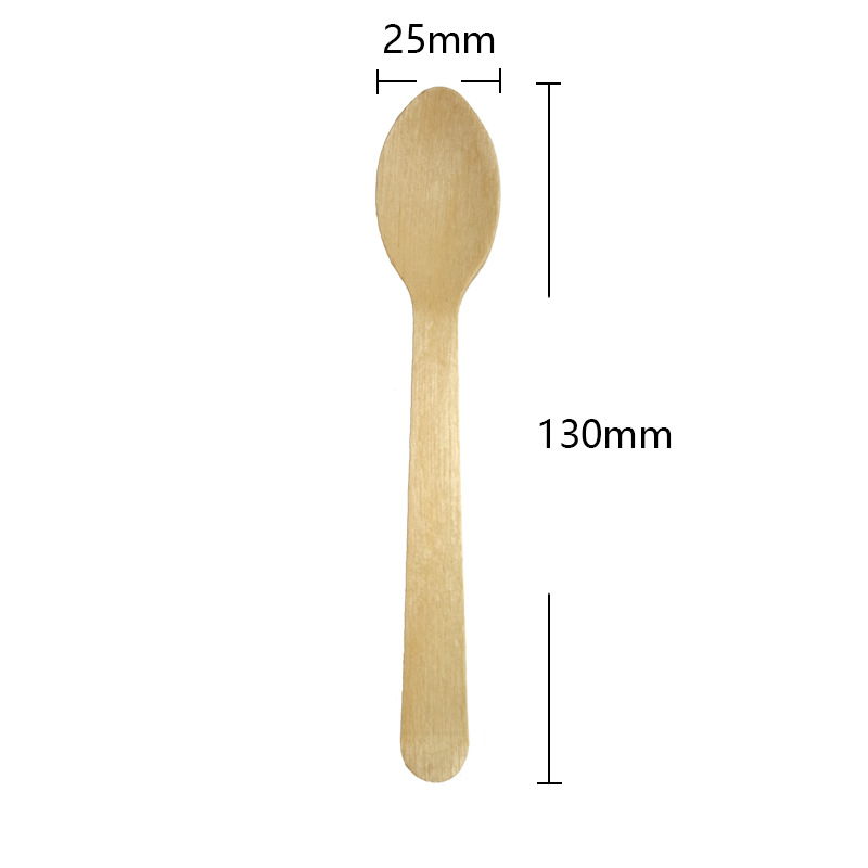 Cuchara de helado de madera de 110mm Cuchara de postre de abedul cuchara de madera desechable cuchara de pastel de café 100 piezas