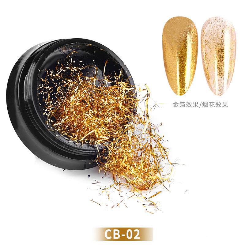 Nuevo Nail Art oro y plata platino color hoja de uñas de seda espejo mágico polvo oro y plata tira de seda oro real oro brillante hoja de oro 6 colores