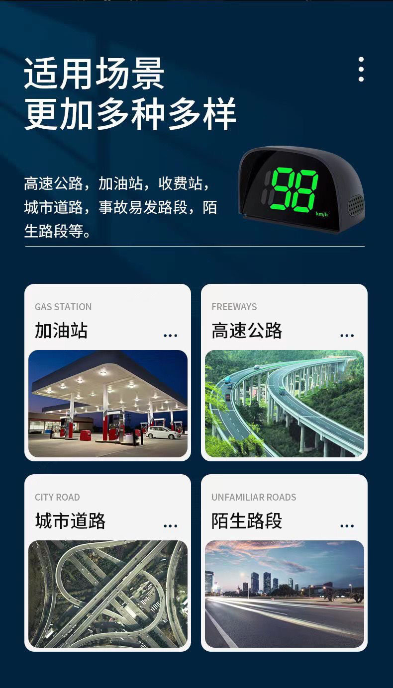 Universal Car Hud Head-Up Display, Vehicle Navigation Locator, Beidou Satellite Electronic Speed Detector