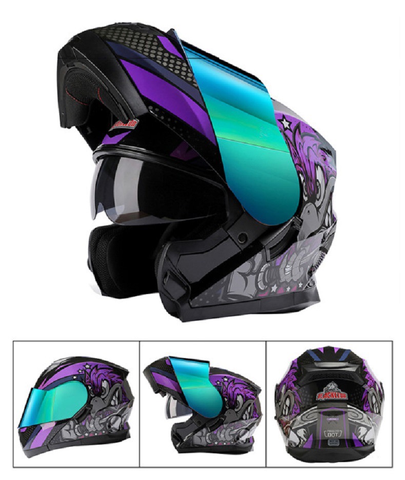 Bld Cross-Border Wholesale Bailide Motorcycle Helmet Flip-Up Visor Anti-Fog Breathable All-Season Full-Face Helmet
