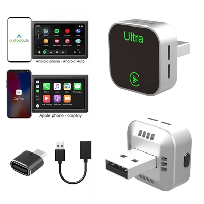 Auto Two-In-One Adapter for – Simsiz CarPlay və Android Auto - k15-overseas-version-silver-usb-extension-cable-type-c-adapter