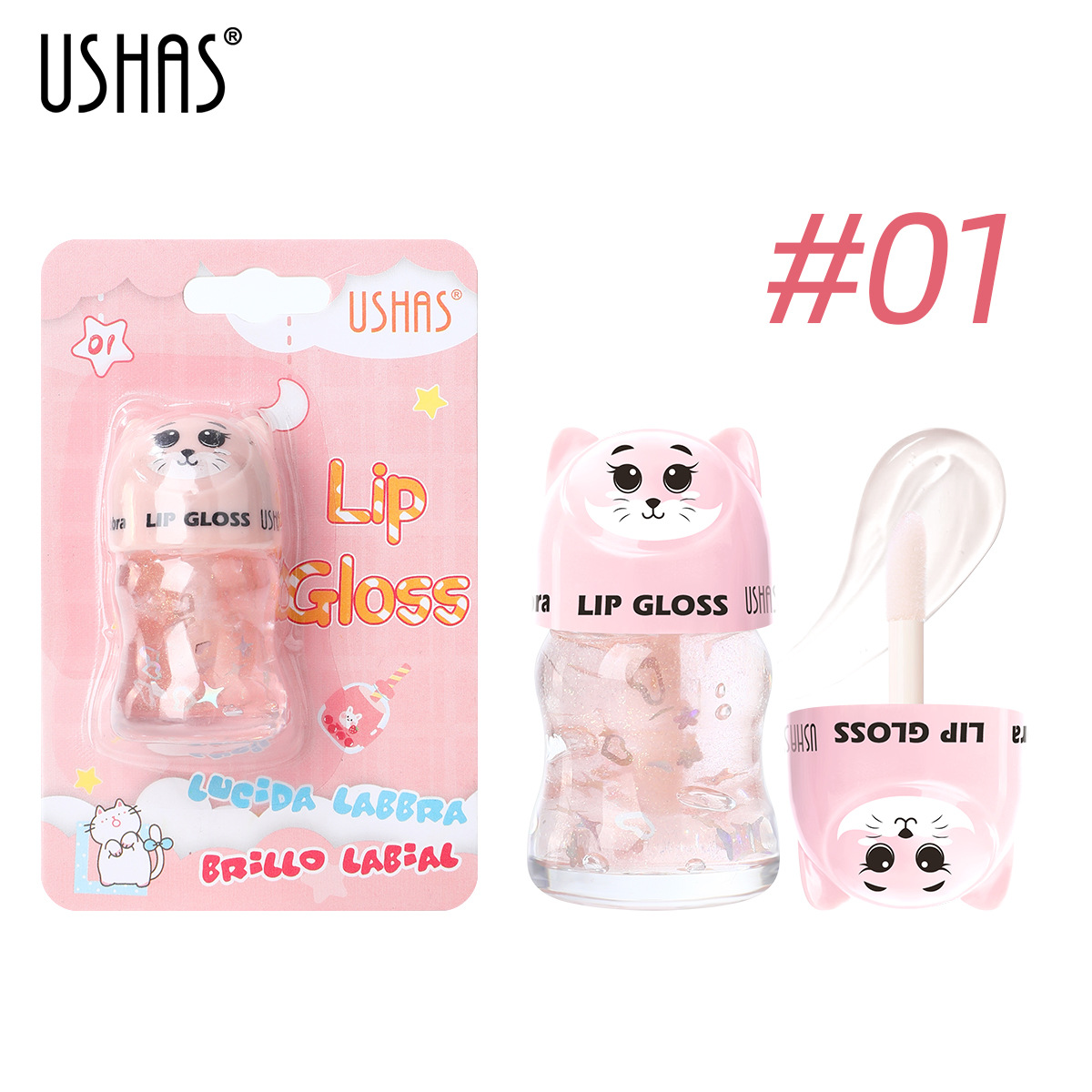 USHAS 3-Farben-Liquid-Gloss-Lang anhaltendes Lippenöl mit Box-Pack_voghion.com