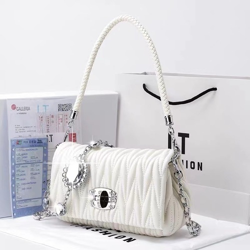 Bags for women  new fashion versatile soft leather fairy bag rhinestone chain bag shoulder crossbody handheld pleated bag