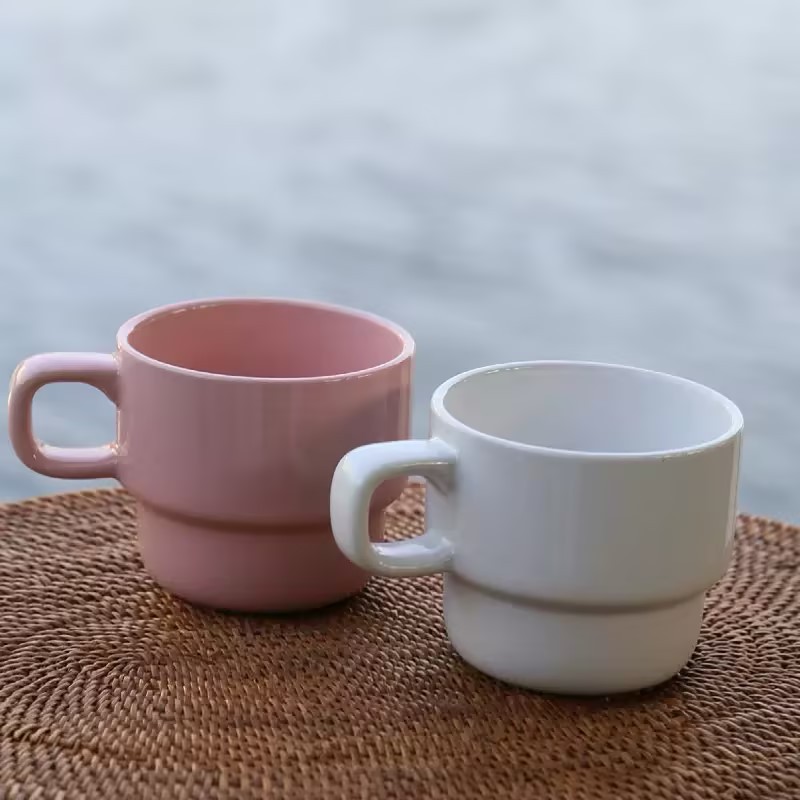 马克杯叠叠杯厂家咖啡杯陶瓷罗叠杯印logo图案喝水杯纪念礼品杯