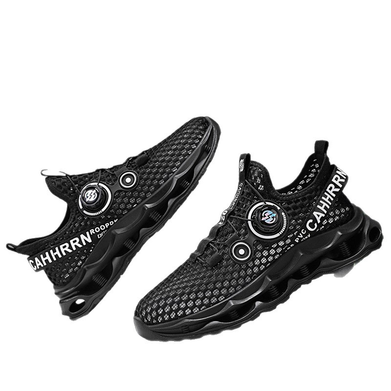 Zapatos deportivos transpirables sin cordones de malla personalizada con hebilla, zapatos perezosos casuales para hombres de todo fósforo de moda