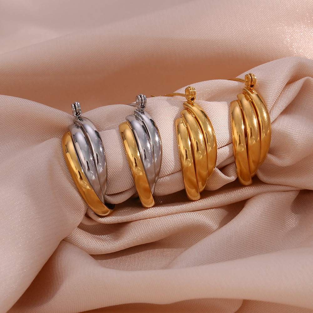 Fashion Simple Jewelry Womenu0027s Stainless Steel Spiral Twist Earrings