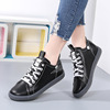 Demi-season leather sneakers, footwear, white shoes, 2021 collection, on elastic band