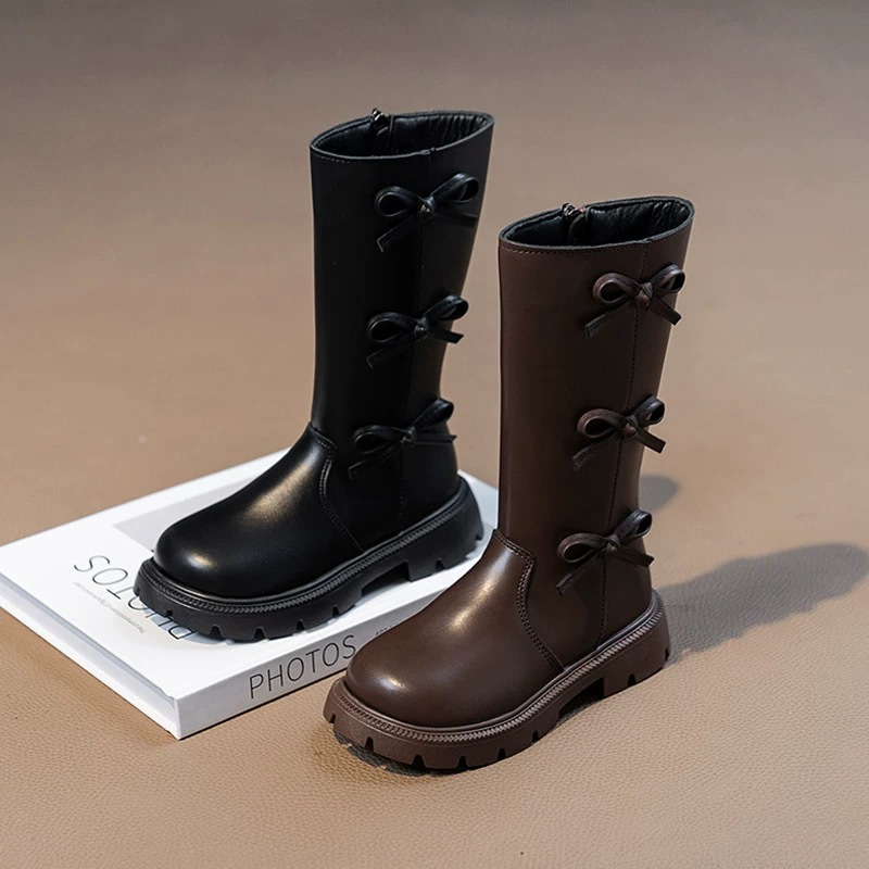 Girls' Boots 2025 Autum New Leather Boots Kidsren's British Style Single Boots Boots Girls Princess Boots High Boots