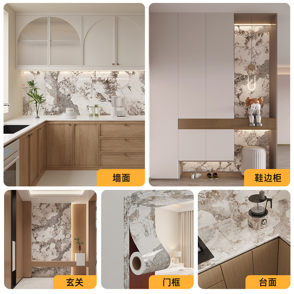 Papel pintado autoadhesivo transfronterizo puerta de cocina renovación de papel pintado impermeable a prueba de humedad pegatinas 40cm comercio exterior papel pintado en venta caliente