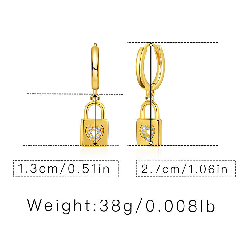 neue 18 Karat Gold eingelegte Zirkonohrringe hohles herzfrmiges Design kleine VerschlusskupferOhrschnallepicture1