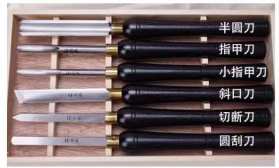 6 개 블랙 핸들 터닝 우드 나이프