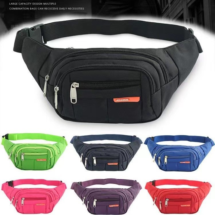 Men's Canvas Waist Bag Sports Running Mobile Phone Bag Stall Bag Business Cashier Bag Work Site Stall Bag Chest Bag