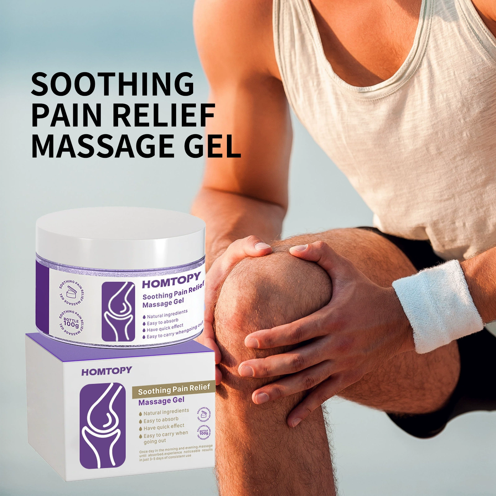 Популярный на Amazon кросс-бордерный успокаивающий массажный гель для снятия мышечной боли, фиолетовый гель с эффектом тепла для внешней торговли