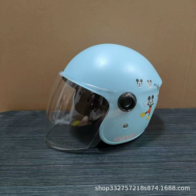 certified children's helmet boy 6-12: Motosiklet kaskı (dəbilqə) - blue-mickey-mouse-transparent-long-mirror