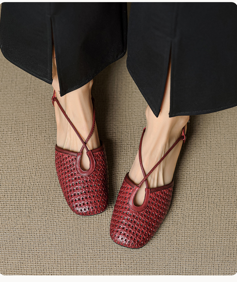 Sandal nữ Mary Jane quai chéo hở gót, gót thô 3 cm, mũi tròn bít — đen chi tiết 10