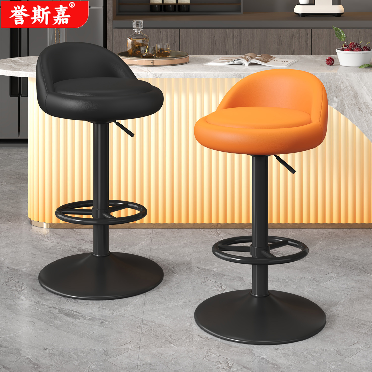升降椅家用旋转吧台椅营业厅手机店美容美甲实验室矮背高脚凳子
