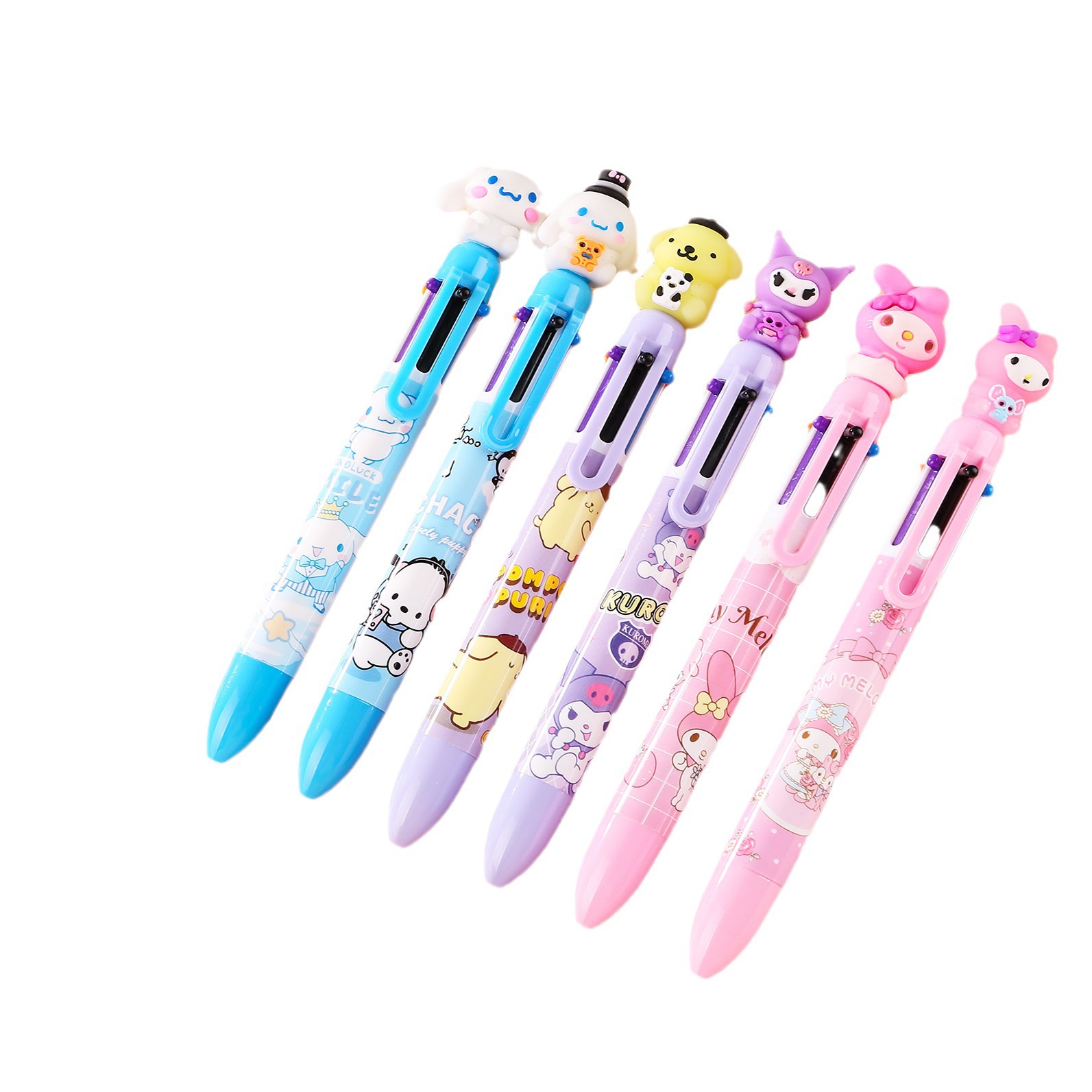 Bolígrafo Sanrio creativo lindo papelería estudiante multicolor prensa bolígrafo pluma de color de cuenta de mano de alta apariencia