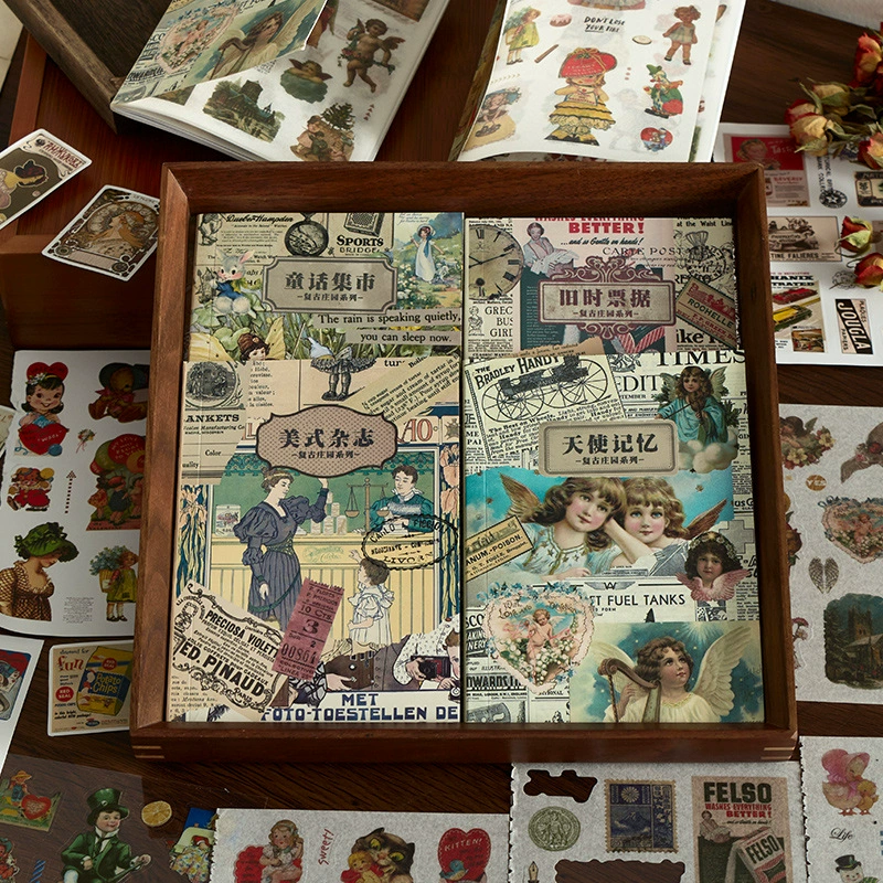 Набор наклеек Retro Sticker Pack Yanyou Manor Series, винтажная бумажная эпhemera, 6 дизайнов для DIY декора