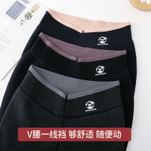 女士秋冬季加绒加厚500克V腰棉一线档打底裤保暖棉裤九分一体裤