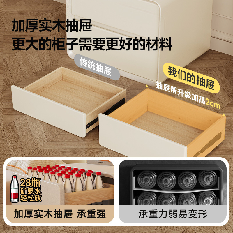 Mesa de cabecera negra dormitorio doméstico de madera maciza 2025 nuevo pequeño gabinete de cabecera de dormitorio simple almacenamiento armario