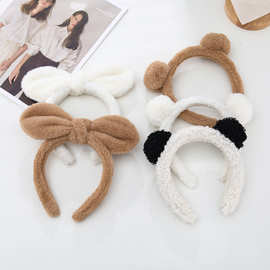 毛绒兔耳朵发箍女洗脸头箍网红发卡头饰发箍高颅顶可爱俏皮发饰