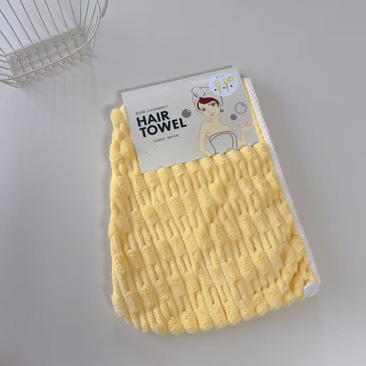 Fabricante de coral en stock simple sombrero de cabello seco para adultos suave absorción de agua bolsa de baño doméstica toallitas rápidas para secar el cabello