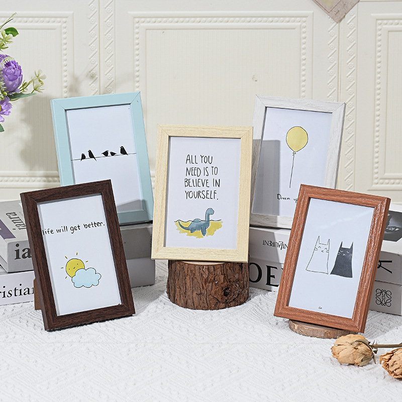 Simple Wooden Photo Frame 5-Inch 6inch 7inch 8inch 10inch A4 Tabletop Picture Frame Wall-Mounted Handmade Photo Wall Frame Wholesale