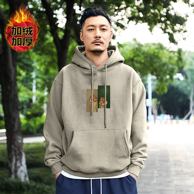 Suéter hombre encapuchado invierno nuevo estilo de moda suelto hombre de estilo amplio chaqueta de lana gruesa ropa de estilo de puerto