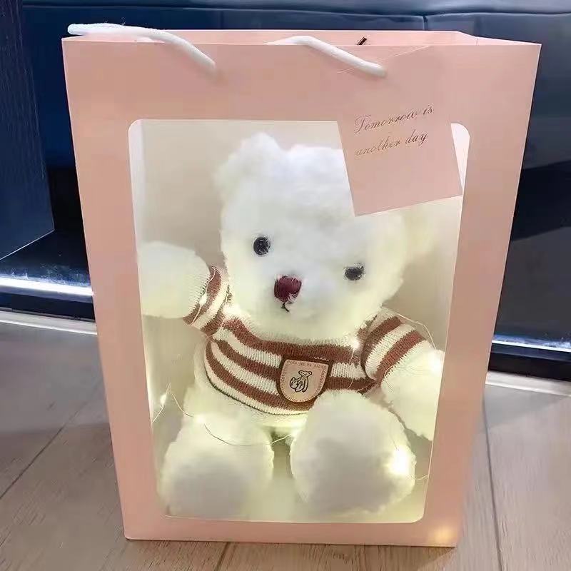 Flash Oso de Peluche de peluche de juguete con luz Oso muñeca caja de regalo muñeca de trapo oso muñeca regalo para niñas regalo de cumpleaños