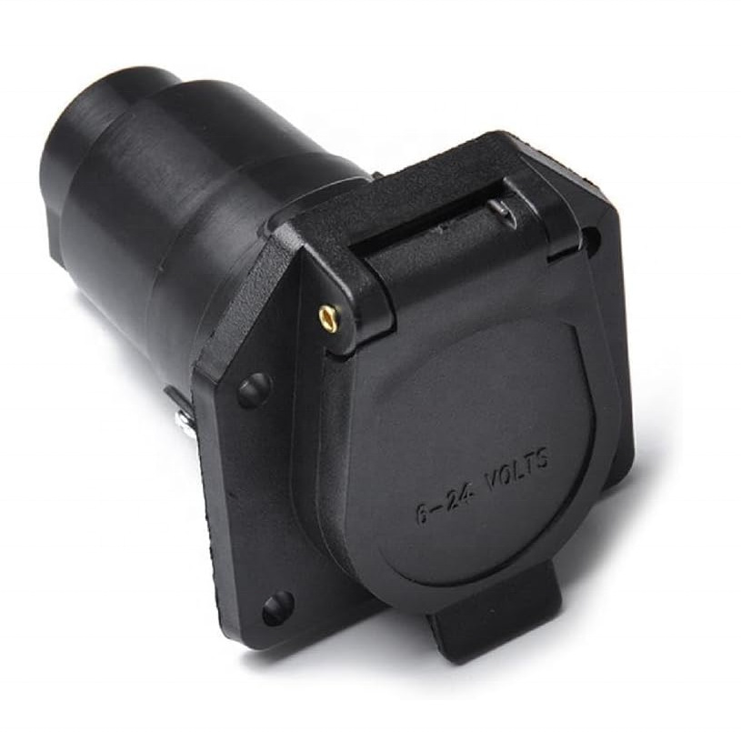 7针刀片插座 12v电源适配器，带防尘盖7针拖车连接器