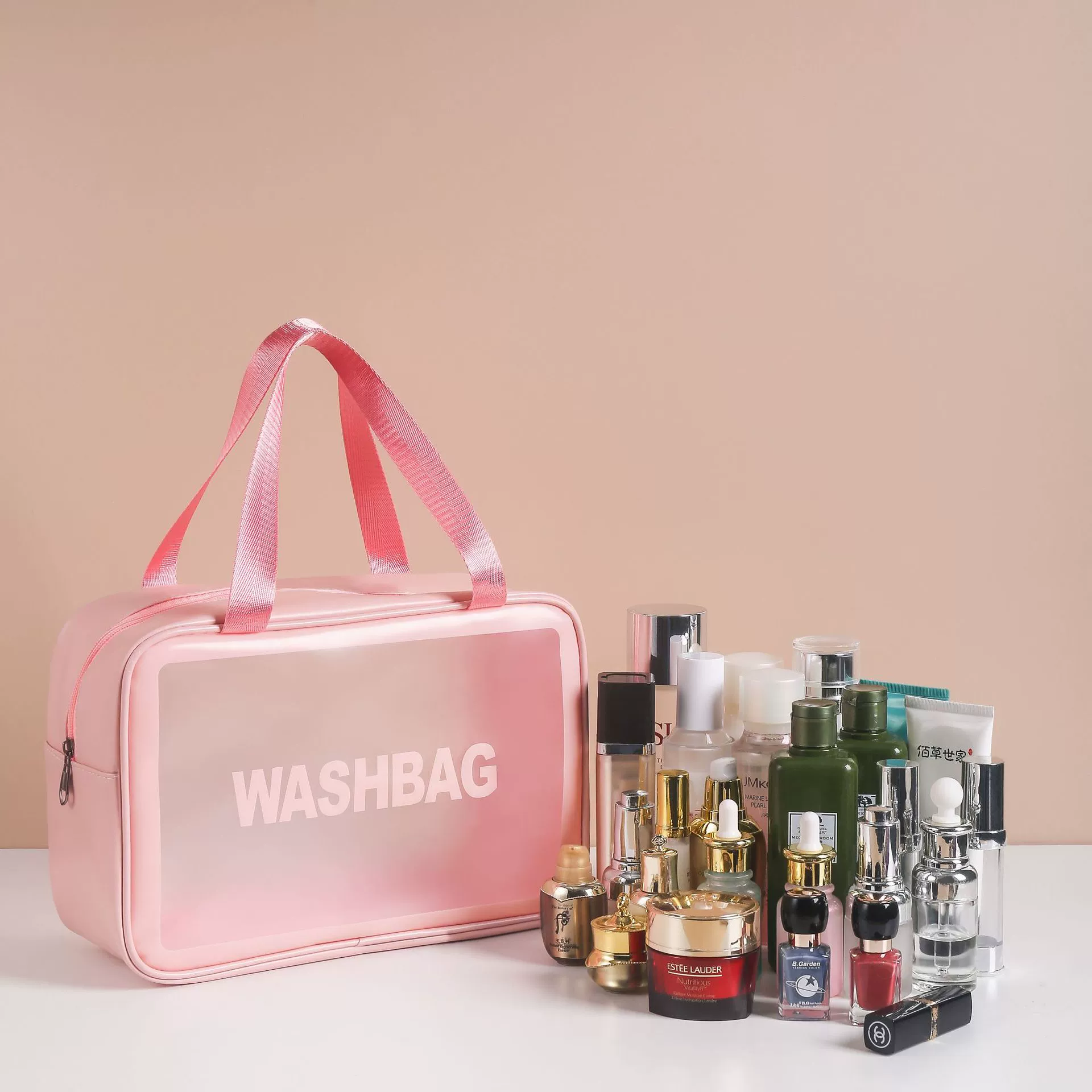 Matte high quality cosmetic bag PVC, handheld set for traveling, capacious organizer bag, 3 piece set