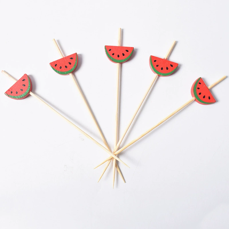 Одноразовые Фрукты Знак Плодоовощ Гамбургер Знак Хлеба Коктейль Лягодный Знак Арбуз Декоративное Искусство Знак Бамбук