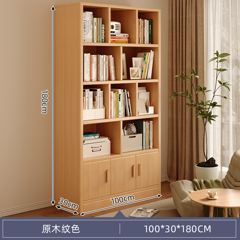 Librería combinada libre de madera sólida con estante de estante de almacenamiento de una pared completa multicapa integrada para almacenar librería doméstica