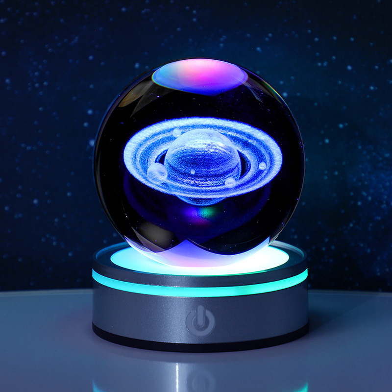 跨境发光银河系星空水晶球小夜灯触摸电池底座创意学生生日礼物|undefined