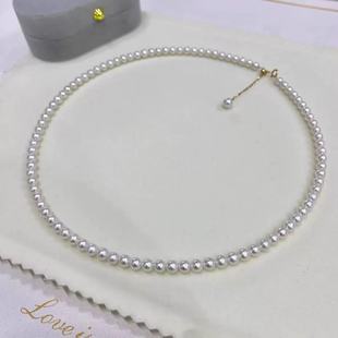 18K Gold Freshwater Pearl Necklace Au750 Color Gold Adjustable Nearly Round Millet Bead Clavicle Chain Gold Water Shell Wholesale