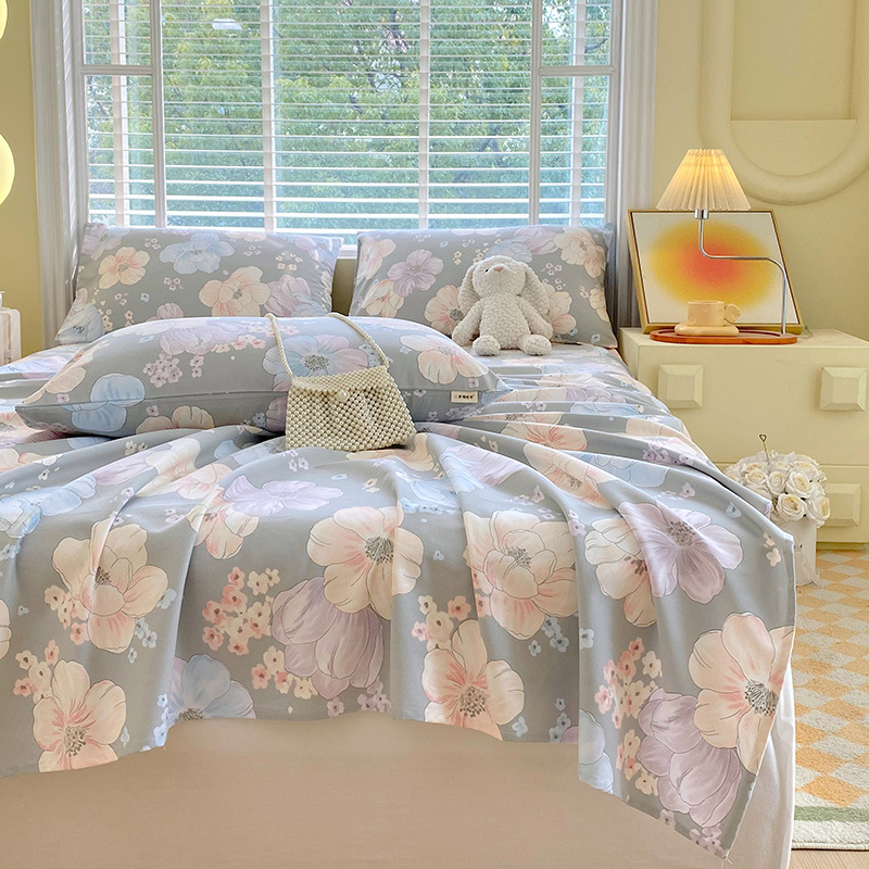Nueva clase A algodón floral viejo y grueso sábana gruesa de una sola pieza de algodón puro 100 ropa de cama individual de dormitorio de primavera y verano de tres piezas