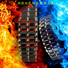 日韩个性创意熔岩led防水潮男士手表男手链情侣复古男表潮流爆款