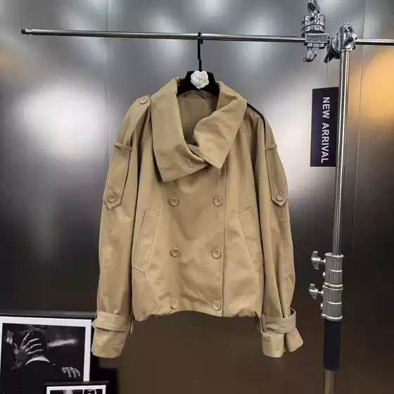 2025 Early Fall New Arrival Fashionable Slim-Fit Long-Sleeve Double-Breasted Lapel Trench-Style Utility Jacket