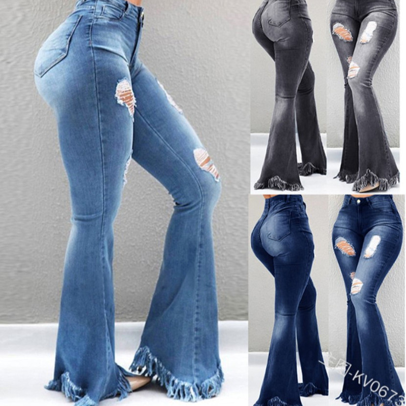 Cool fashion new style distressed ripped white high waist jeans slimming tassel frayed edge skinny Denim women's trousers Cool fashion new style distressed ripped white high waist jeans slimming tassel frayed edge skinny Denim women's trousers