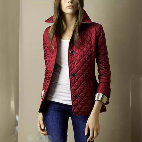 Wish's popular European and American fashionable lapel single-breasted slim-fit warm spun cotton jacket