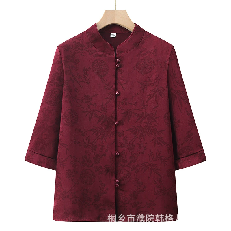 Летняя рубашка бабушки Тан, топ в китайском стиле для пожилых людей, женский костюм для мамы, свадебное платье для вечеринки по случаю дня рождения для пожилых людей