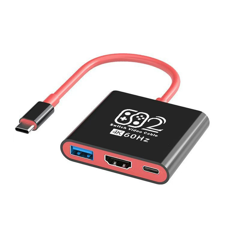 Base de conexión tres en uno para teléfonos móviles, tabletas y consolas de videojuegos, convertidor de video USB-C, expansión 3 en 1