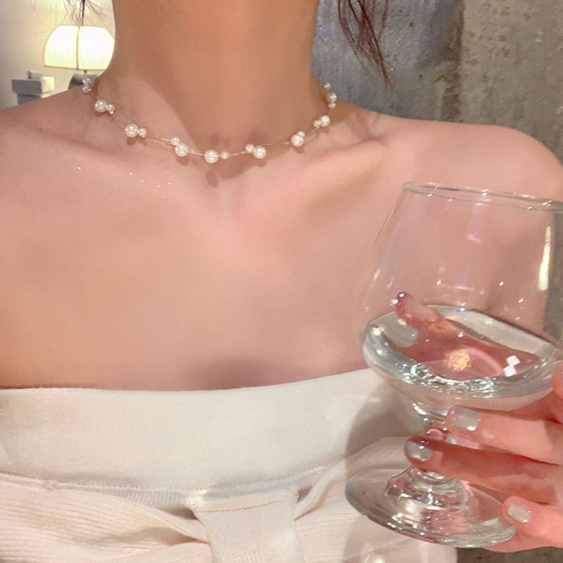 Luksus perlehalskæde choker med magnetlås til kvinder_voghion.com