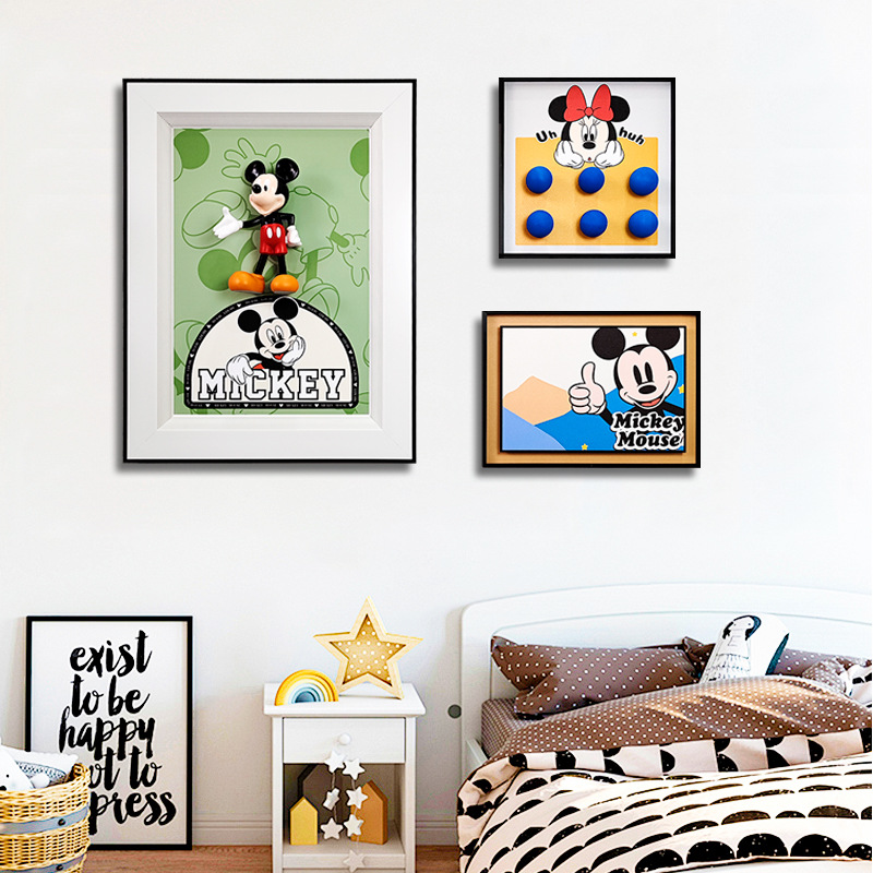 Pintura física tridimensional niño niña habitación pintura colgante dibujos animados Mickey Minnie pintura decorativa habitación infantil pintura creativa