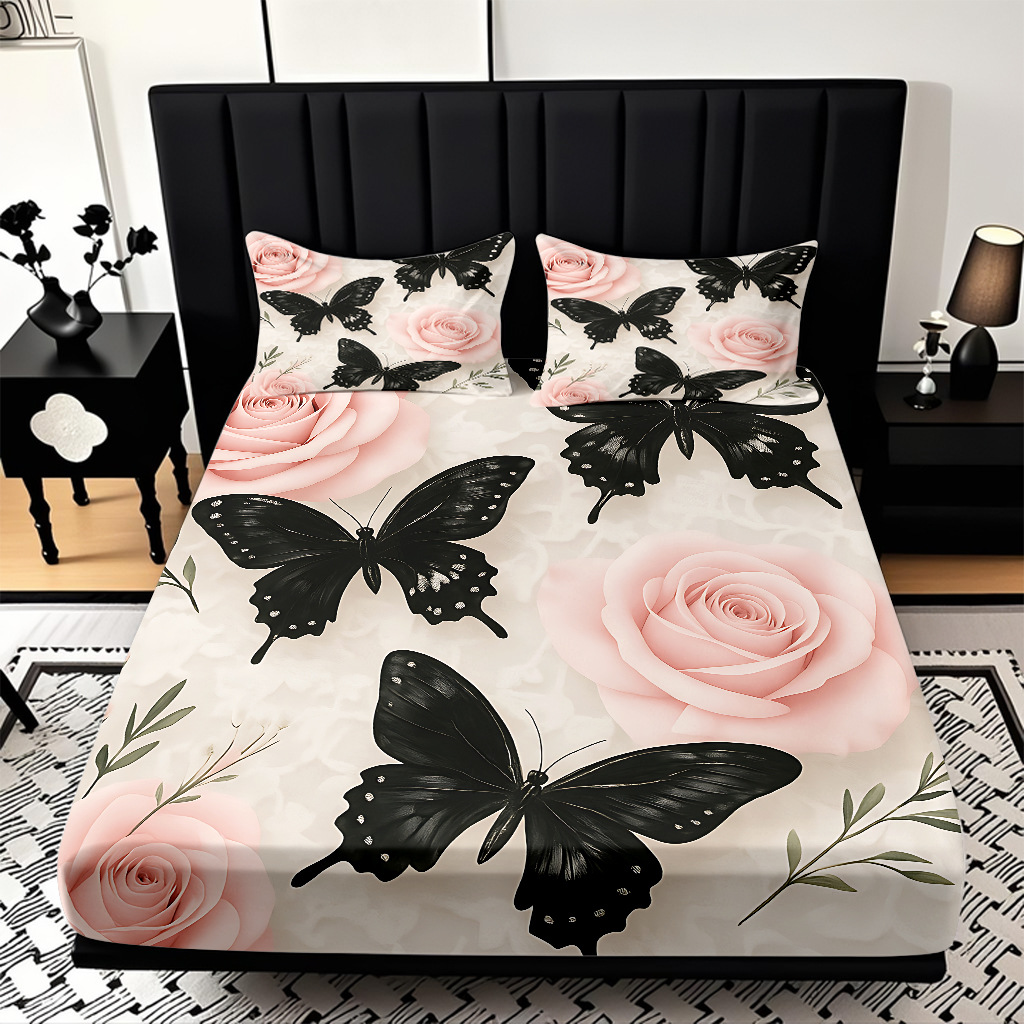 TEMU / JIT serie de flores de rosa multicolor 3D impresión digital set de cama para diseñar el fabricante de la fuente