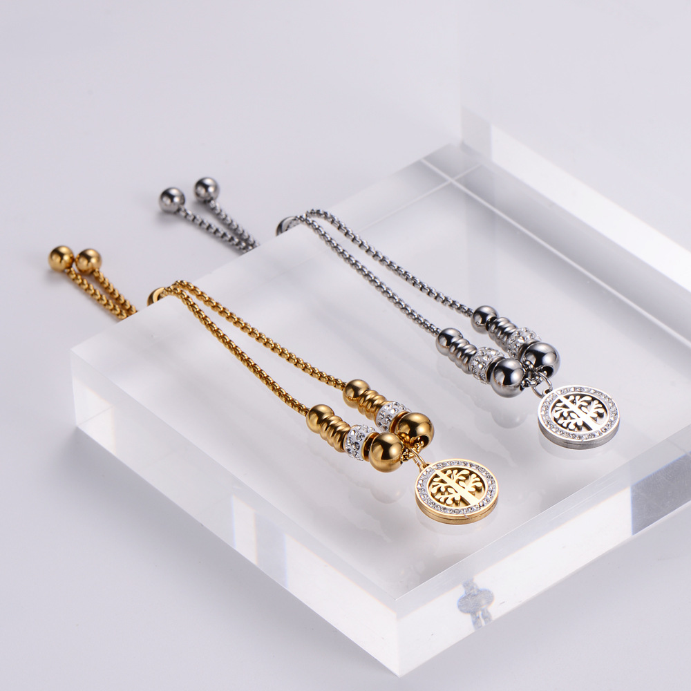 Fashion Stainless Steel Beads Beaded Tree of Life Bracelet