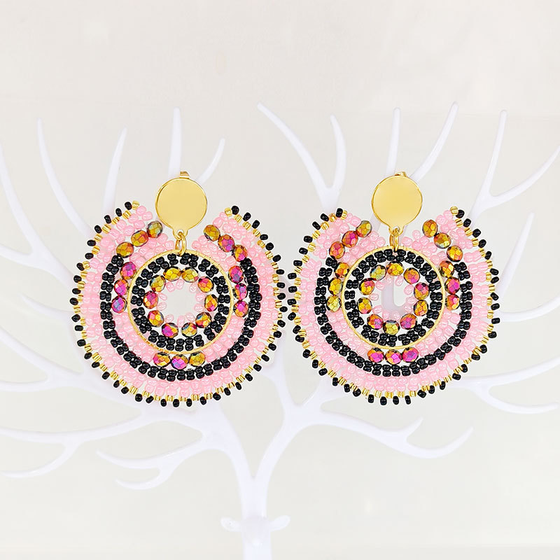 Holiday Occasion Glass Material 1 Pair Vacation Simple Style Round Glass Ear Studs